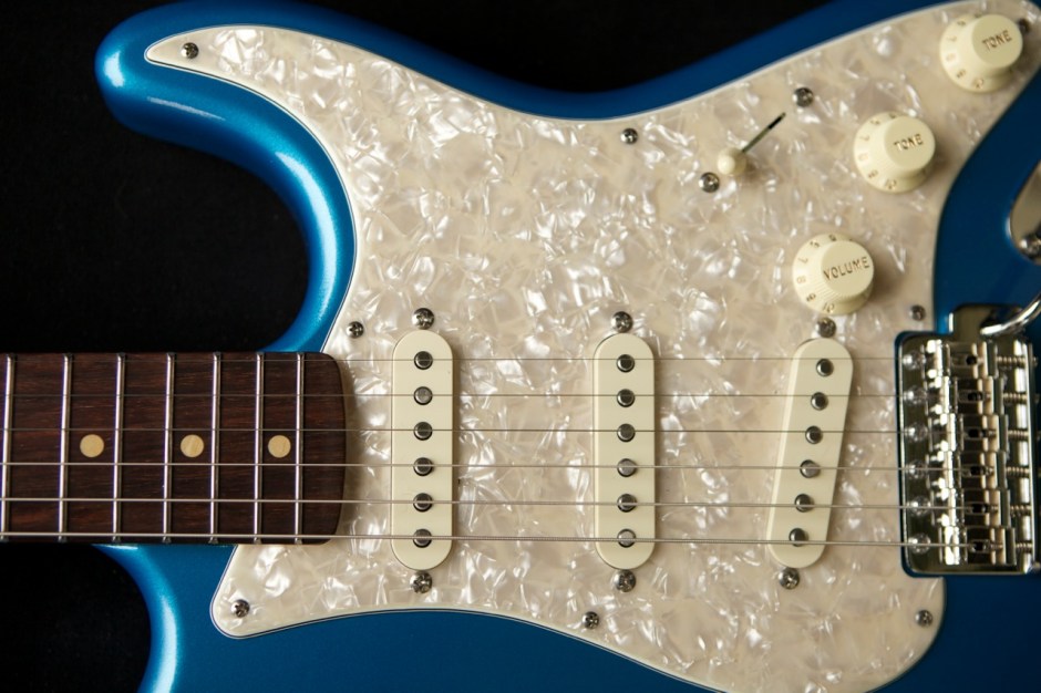 custom guitar stratocaster finish matching headstock blue photo
